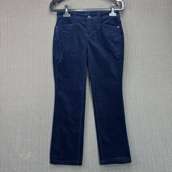 Talbots Womens Flattering 5-Pocket Straight Corduroy Pants Size 2P Navy Blue - Picture 1 of 11